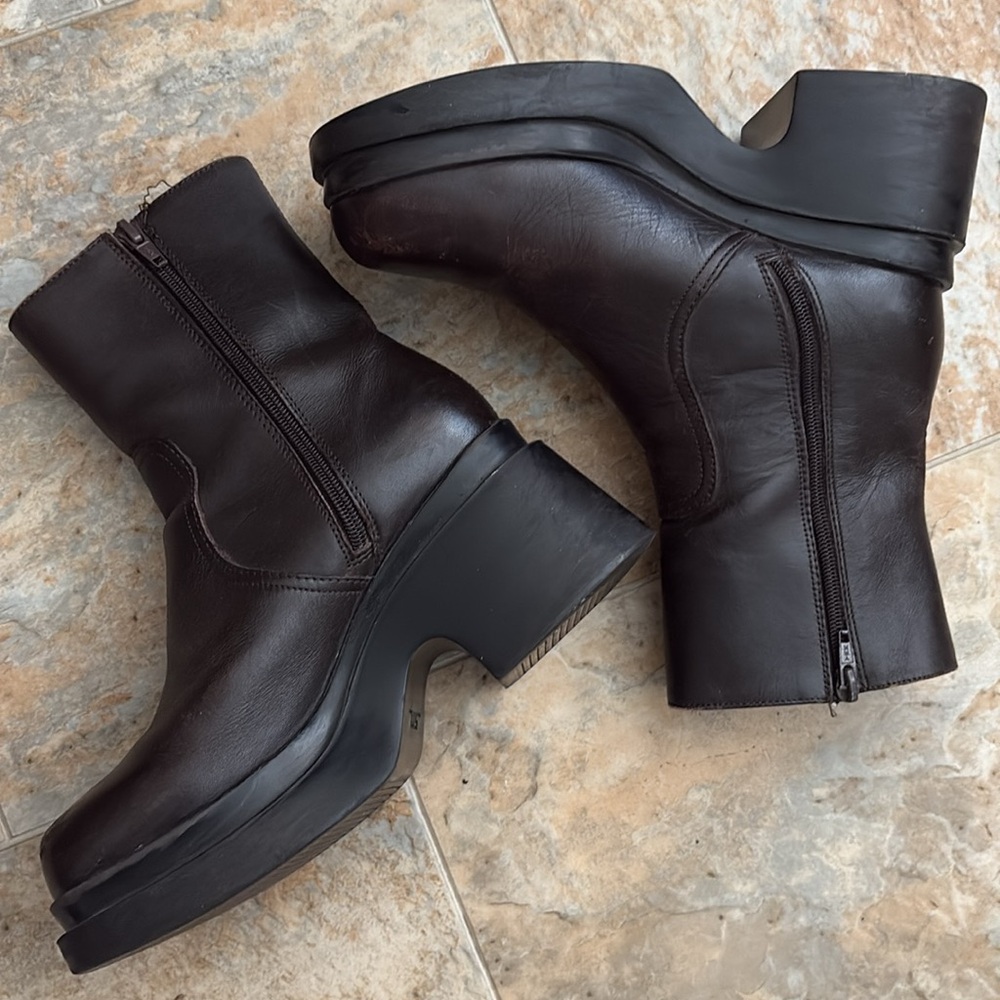 VTG STEVE MADDEN “Rare”!Leather Chunky Boots 90s Y2K - Picture 4 of 15